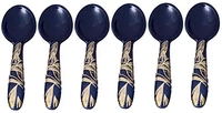 Serve n Style Melamine Dinner Set Pack 40 Pieces Black with Golden Print - Navy Blue