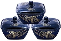 Serve n Style Melamine Dinner Set Pack 40 Pieces Black with Golden Print - Navy Blue