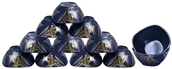 Serve n Style Melamine Dinner Set Pack 40 Pieces Black with Golden Print - Navy Blue
