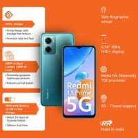 Redmi 11 Prime 5G (Meadow Green, 4GB RAM 64GB ROM) | Prime Design | MTK Dimensity 700 | 50 MP Dual Cam | 5000mAh | 7 Band 5G - Cornflower Blue