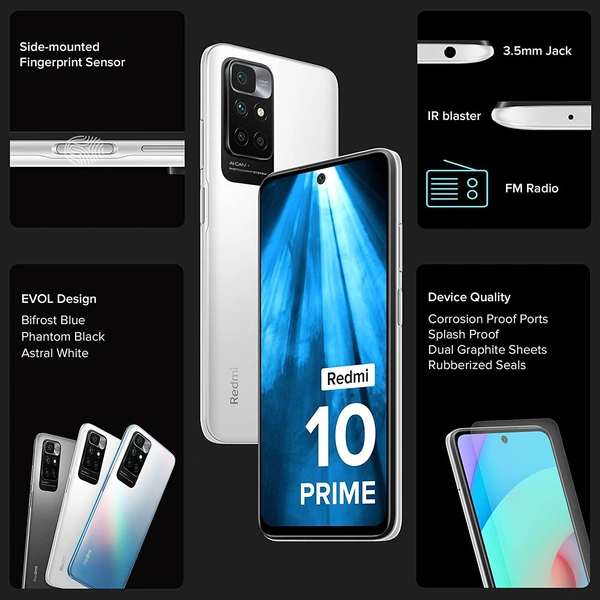 Redmi 10 Prime (Astral White 4GB RAM 64GB ROM |Helio G88 with extendable RAM Upto 2GB |FHD+ 90Hz Adaptive Sync Display - Alto