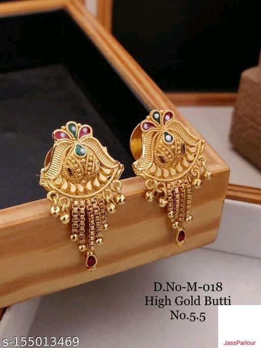 AFJ GOLD One Gram Gold Plated Traditional Trendy Stylish Earrings Alloy  Stud Earring