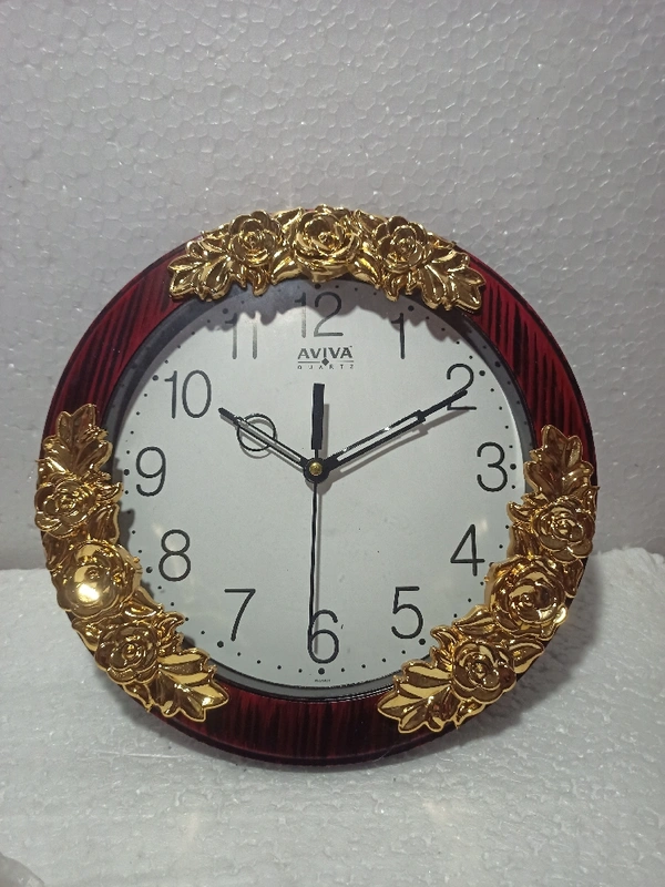 AVIVA WALL CLOCK - Nutmeg Wood Finish, 15 Inch
