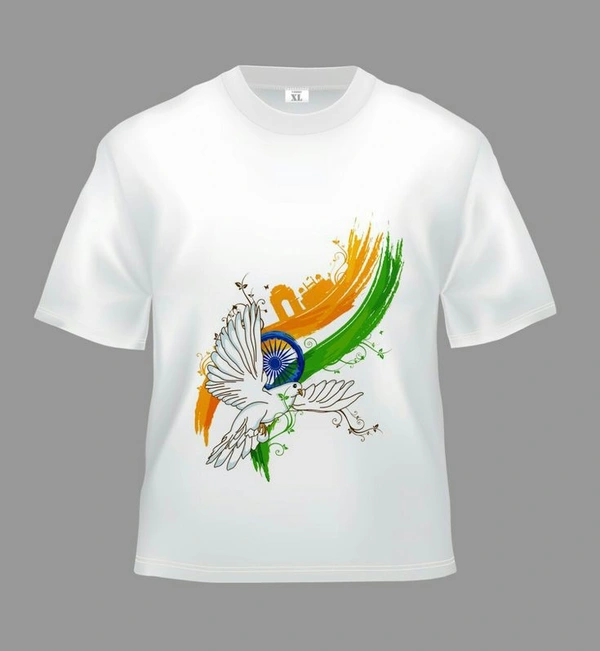 New Indian Flag With Bird Half T Shirt - Web Orange, L