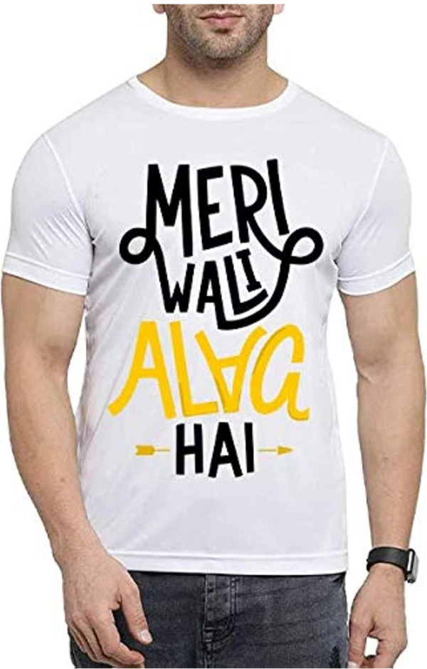 Polyester Printed T Shirts - Yellow, M