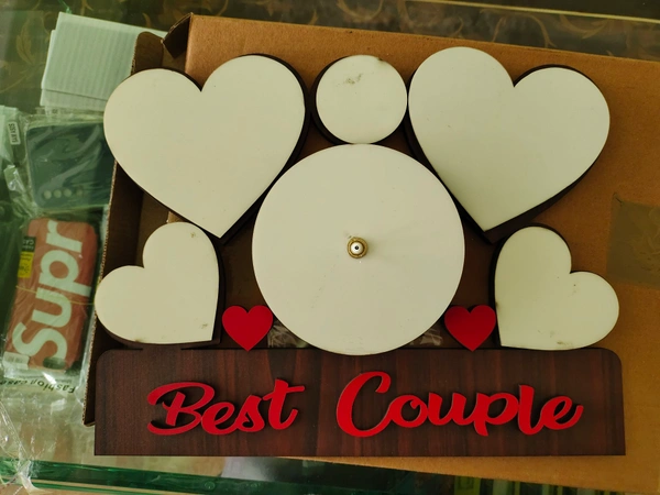 Best Couple Mdf Frame With Clock  - Brown