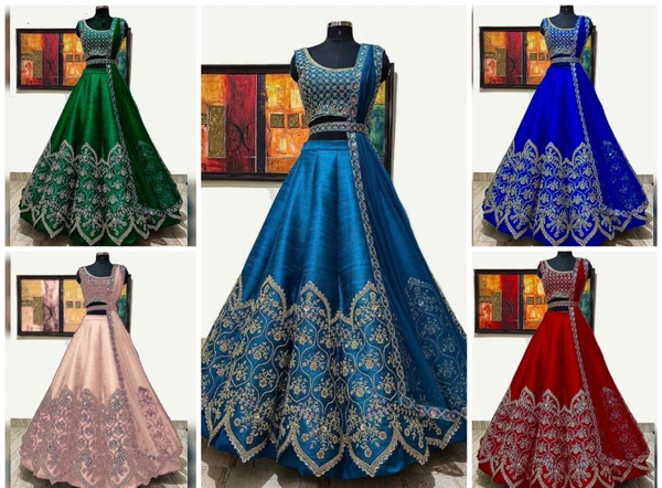 NEW DESIGN COLOR HEAVY CORDING EMBROIDERY WORK LEHENGA CHOLI WITH DUPATTA - GREEN