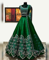 NEW DESIGN COLOR HEAVY CORDING EMBROIDERY WORK LEHENGA CHOLI WITH DUPATTA - GREEN