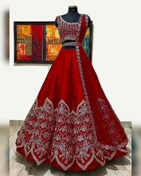 NEW DESIGN COLOR HEAVY CORDING EMBROIDERY WORK LEHENGA CHOLI WITH DUPATTA - GREEN