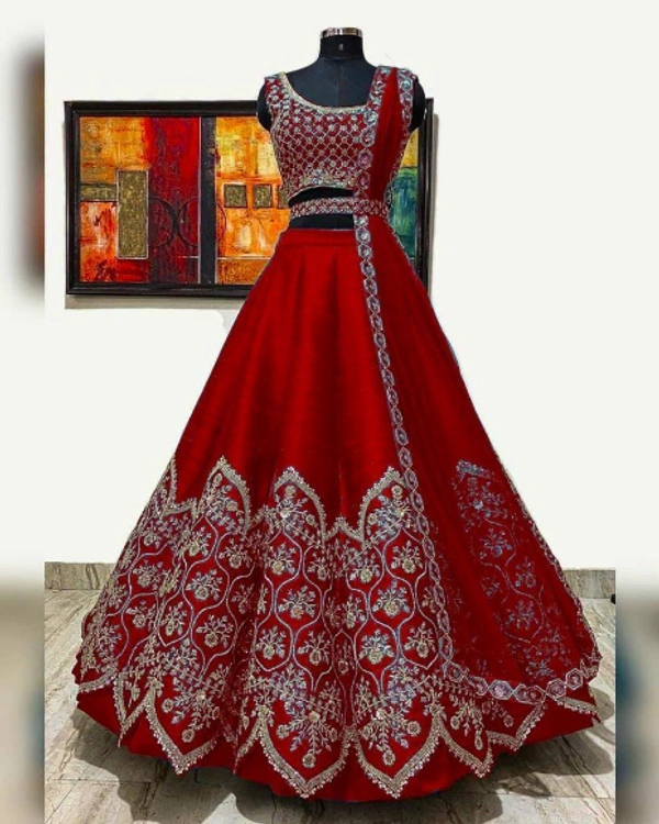 NEW DESIGN COLOR HEAVY CORDING EMBROIDERY WORK LEHENGA CHOLI WITH DUPATTA - GREEN