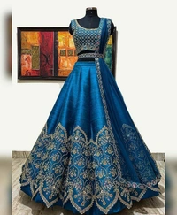 NEW DESIGN COLOR HEAVY CORDING EMBROIDERY WORK LEHENGA CHOLI WITH DUPATTA - GREEN