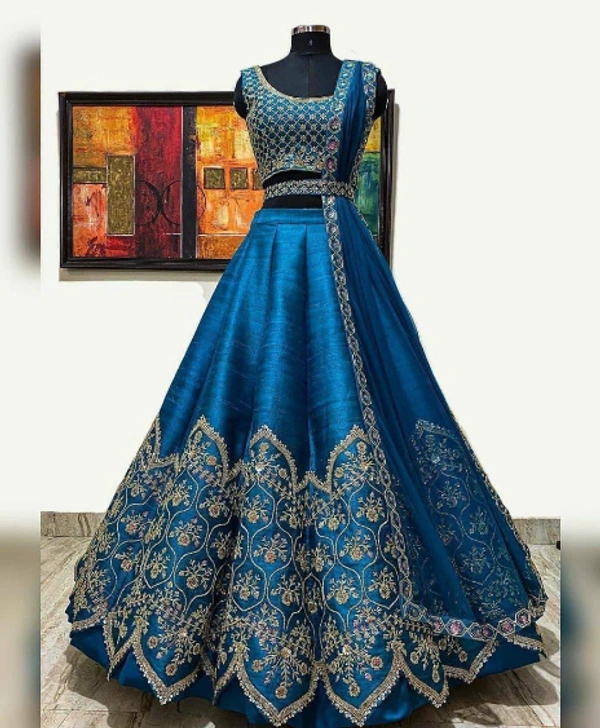 NEW DESIGN COLOR HEAVY CORDING EMBROIDERY WORK LEHENGA CHOLI WITH DUPATTA - GREEN