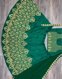 NEW DESIGN COLOR HEAVY CORDING EMBROIDERY WORK LEHENGA CHOLI WITH DUPATTA - GREEN