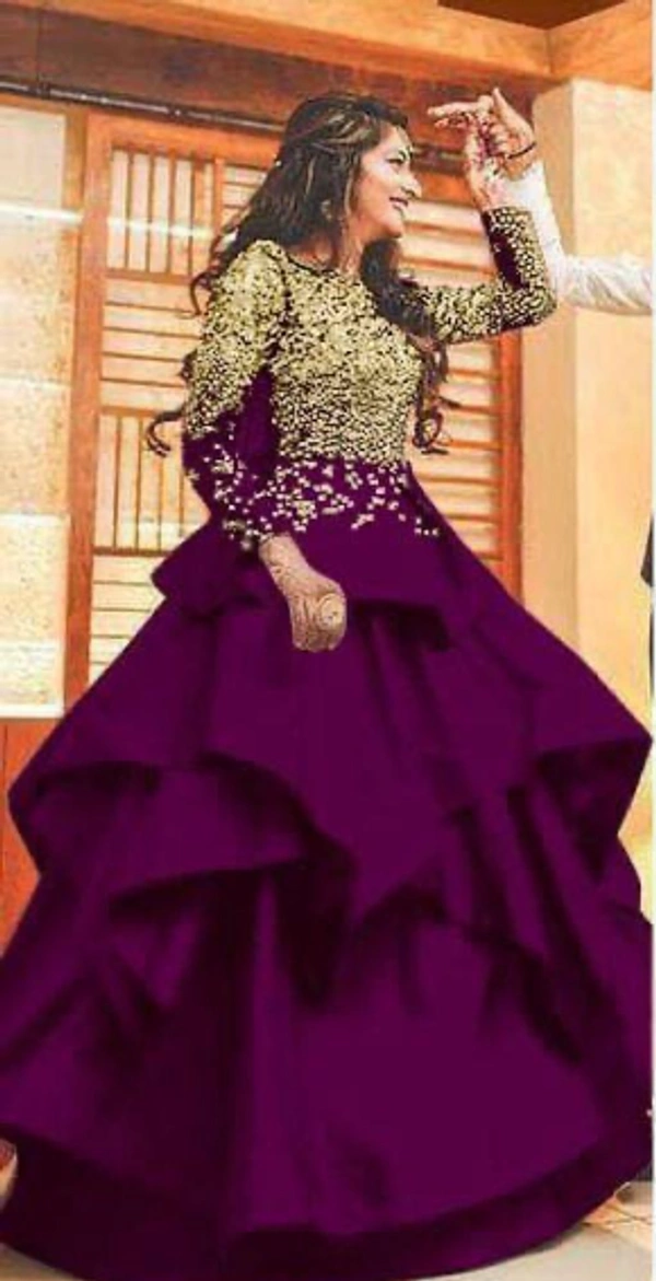 PARTY WEAR EMBROIDERY AND HAND WORK GOWN - Maroon