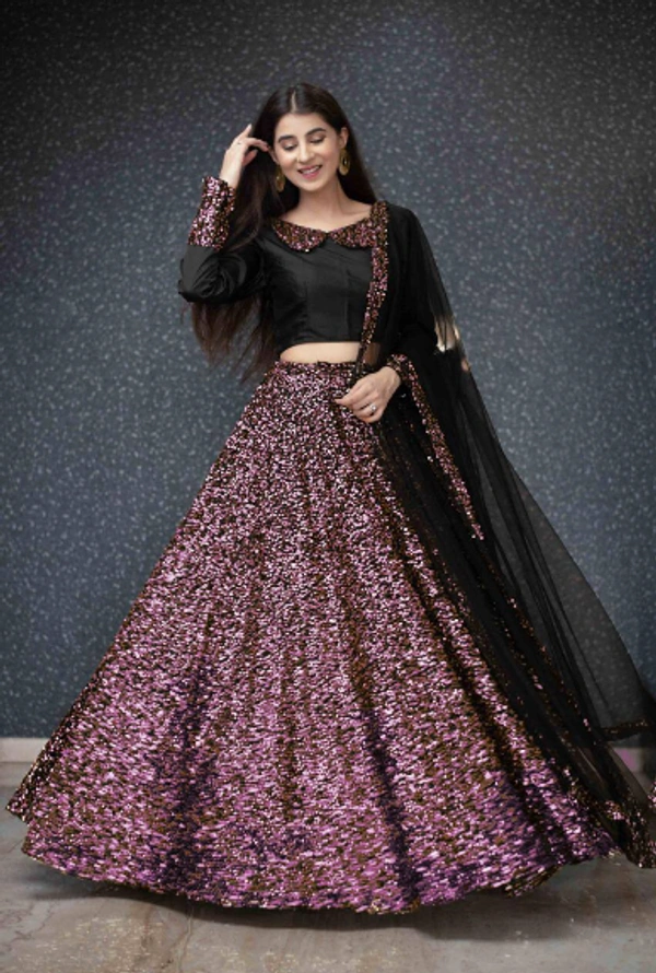 MARKET TRENDING HEAVY SEQUENCE LEHENGA ON VELVET CHOLI SET LAUNCH BY LEMBOGEE ADDED NEW COLOR MAKE UR STYLE DIFFERENT -  Gold   