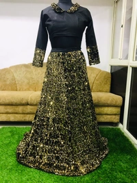 MARKET TRENDING HEAVY SEQUENCE LEHENGA ON VELVET CHOLI SET LAUNCH BY LEMBOGEE ADDED NEW COLOR MAKE UR STYLE DIFFERENT - Black