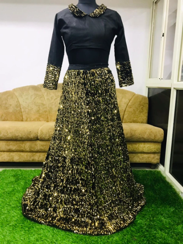 MARKET TRENDING HEAVY SEQUENCE LEHENGA ON VELVET CHOLI SET LAUNCH BY LEMBOGEE ADDED NEW COLOR MAKE UR STYLE DIFFERENT - Black