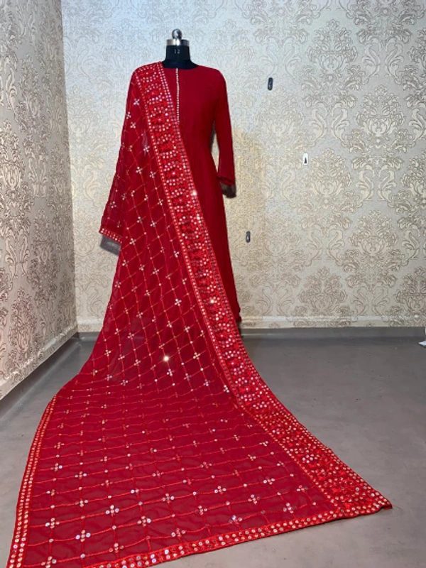  EMBROIDERY WORK GOWN WITH DUPATTA 👌🏻 -  PINK RED