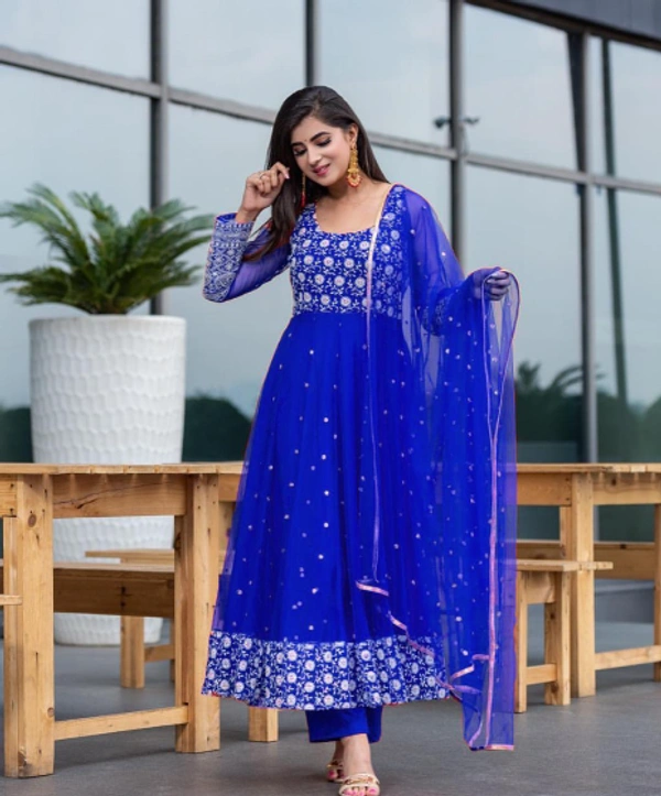  EMBROIDERED GEORGETTE    OUTFIT - Blue