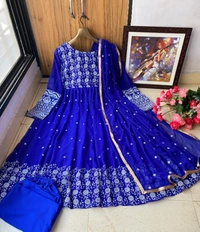  EMBROIDERED GEORGETTE    OUTFIT - Blue