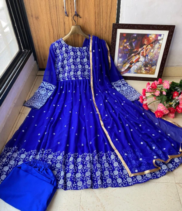  EMBROIDERED GEORGETTE    OUTFIT - Blue