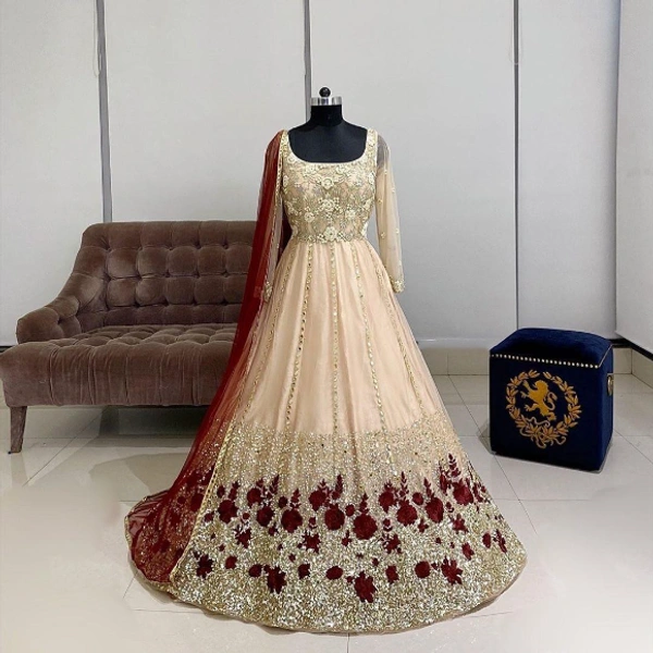 WEDDING WEAR GEORGETTE GOWN WITH SEQUNCE WORK