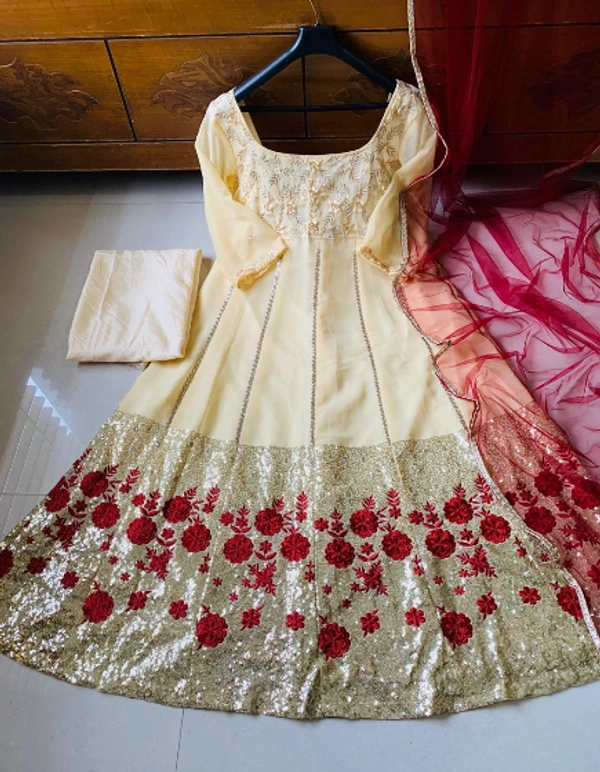 WEDDING WEAR GEORGETTE GOWN WITH SEQUNCE WORK