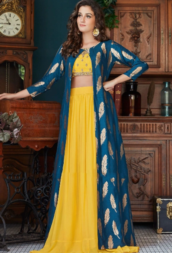 DESIGNER WEAR LEHNEGAS WITH CHINE STICHED KOTI WORK
