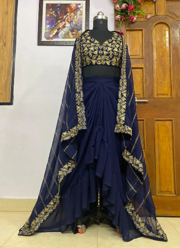  NEW DESIGNER DHOTI STYLE RUFFLE LEHENGA CHOLI