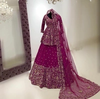 GEORGETTE WITH HEAVY EMBROIDERY WORK - Red