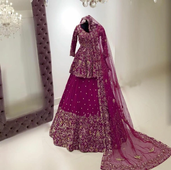 GEORGETTE WITH HEAVY EMBROIDERY WORK - Red