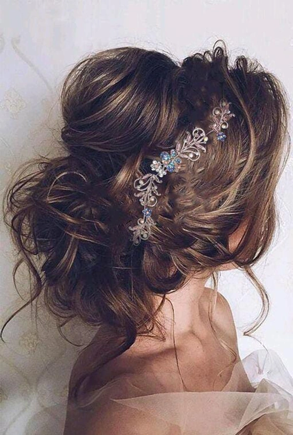 Floral Stone Hir Chen Clip With Pins Accessories - 2