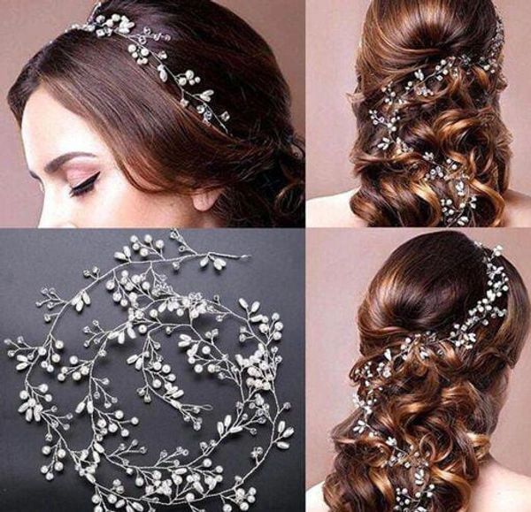 Floral Stone Hir Chen Clip With Pins Accessories - 2