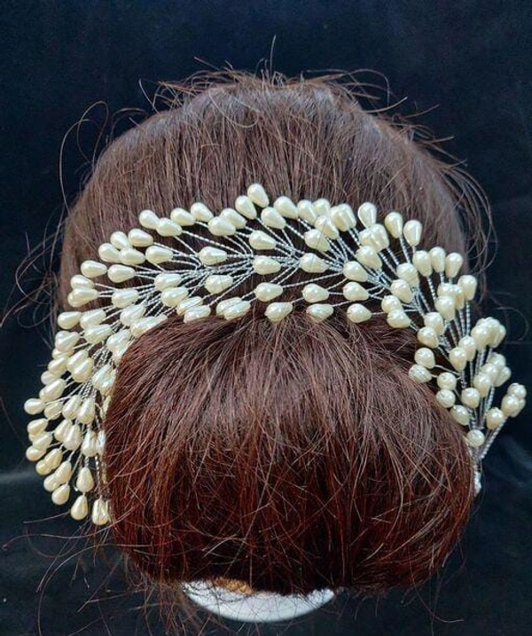 Floral Stone Hir Chen Clip With Pins Accessories - 2
