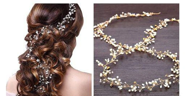 Crown Pearl Floral Hair Accessories Crystals Wedding Headband Hair Accessories for Girls and Women