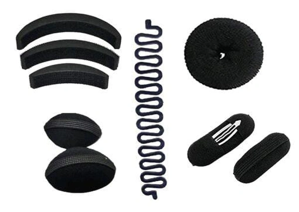 Hair Accessories Combo of 9 Pcs Hair Puff Volumizer and Banana Bumpit Tik Tack Puff Twist Braid Hair Styling Tool & Donut Bun Maker