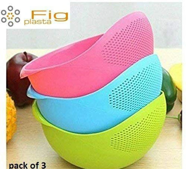 Fig plasta Pack of 3 Washing Bowl Strainer