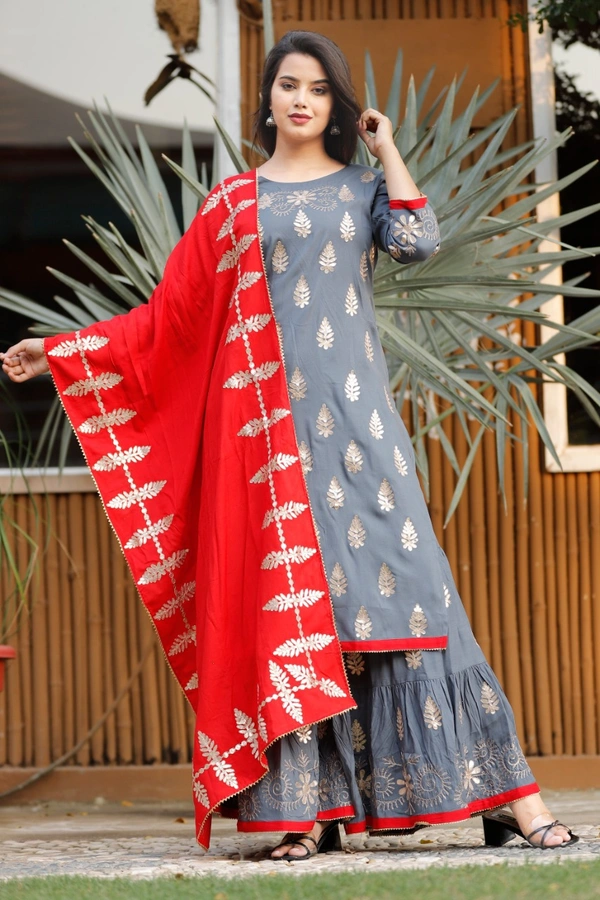PREMIUM QUALITY KURTI WITH Sharara & Dupatta