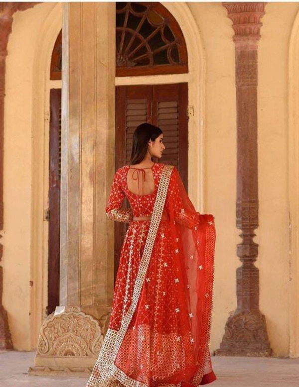 Trending Miror Work Lehenga - RED