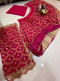 Flare Sequence embroidery Work Lehenga with Cancan & Canvas Patta