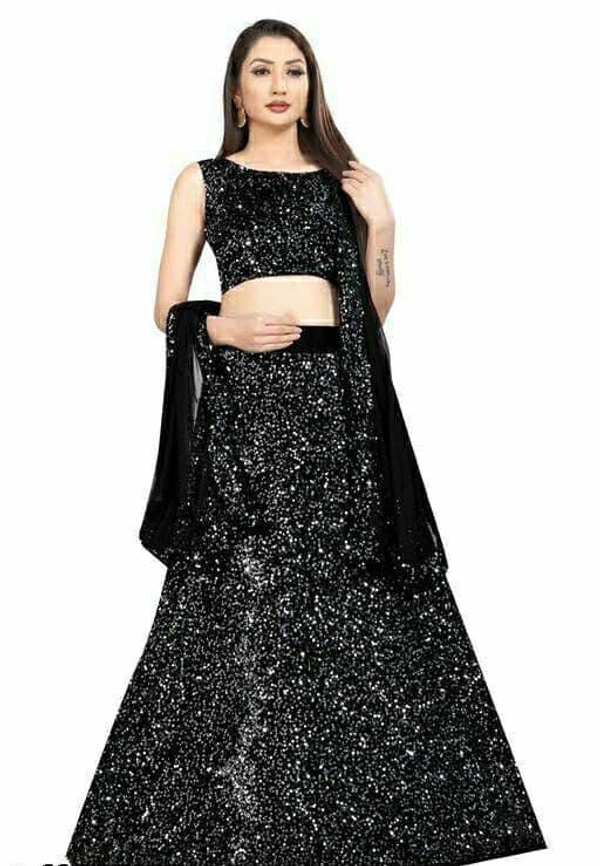 Designer Sequin Lehenga - silver