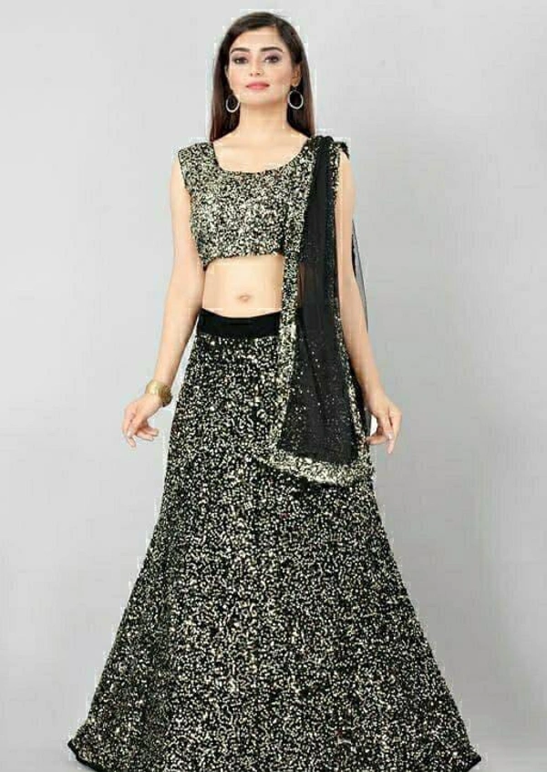 Designer Sequin Lehenga - Golden