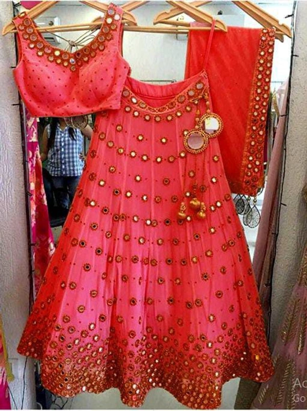 Mirror Work Lehenga Choli - GAJRI COLOR