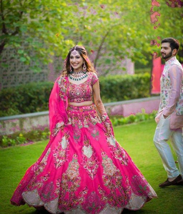Gota work mirror Lehenga - pink