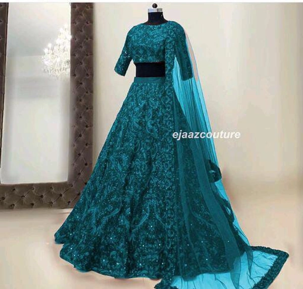 Women Lehenga - firozi 
