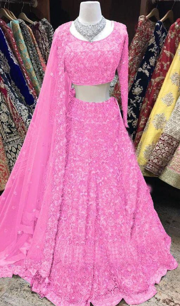 Full Sleeves Lehenga - Baby Pink