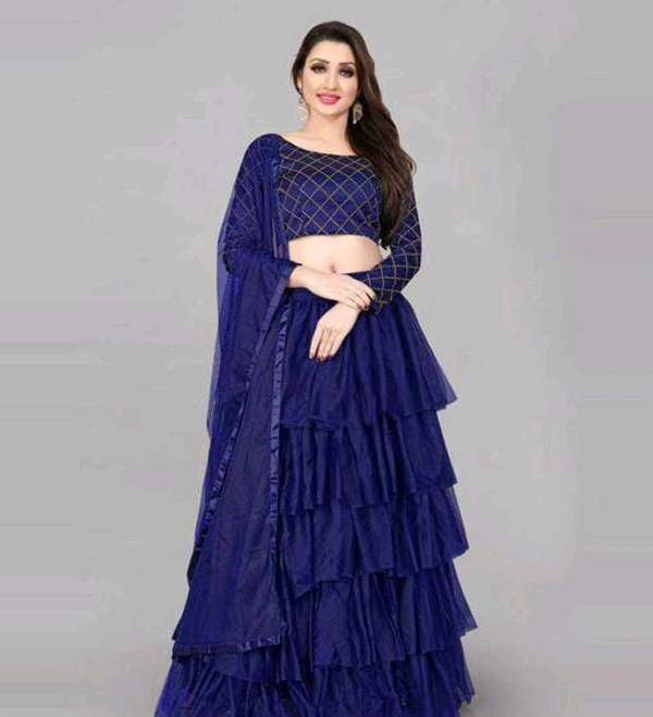 Net Lehenga - Grey