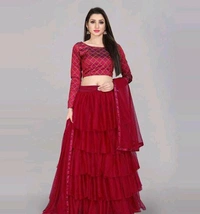 Net Lehenga - Grey