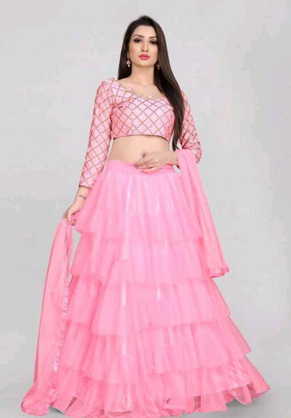 Net Lehenga - Grey