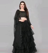 Net Lehenga - Red